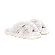 FAUX RAB FUR SLIPPERS L NAT