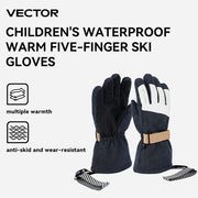 VECTOR Warm Ski Gloves Children's Winter Wool Waterproof Warm Children's Ski Gloves Ski Gloves 3M Cotton Heated Gloves