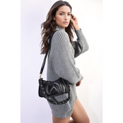 Ruched Faux Leather Shoulder Bag