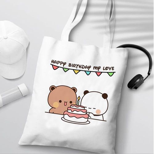 Bubu Dudu Anime Tote Bag Foldable Shopping Bag Tote Bag Aesthetic Fashion Canvas Reusable Shopping Bag Female
