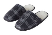 MENS PRINTED CHECK FLEECE MULE SLIPPERS LRG 11 / 12