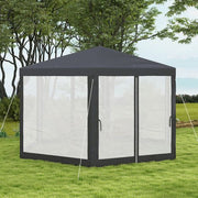 Outsunny Hexagonal Gazebo Patio, Outdoor Canopy Patio Party Tent Dark Grey