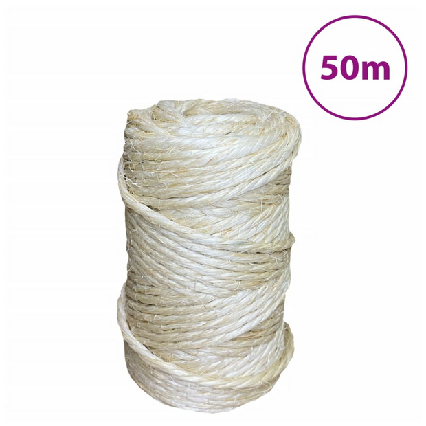 vidaXL Rope 100% Sisal 4 mm 50 m