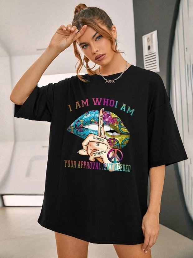 Ladies Whishper Words of Wisdom Oversized T Shirt Top