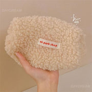 Lamb Hair Cosmetic Bag Plush Storage Bag Cute Stationery Bag Large Capacity Stationery Cosmetic Storage Bag