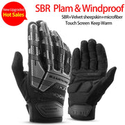 ROCKBROS Cycling Gloves Thermal Autumn Winter Gloves Windproof SBR Touch Screen Bike Gloves Full Finger Shockproof Sport Gloves