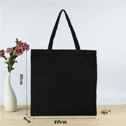 ISKYBOB Canvas Tote Cotton Bag Black Shopping Bag Reticule Cosmetic Bag Student Shoulder Bag Cosmetic Bag Canvas Belt Pocket