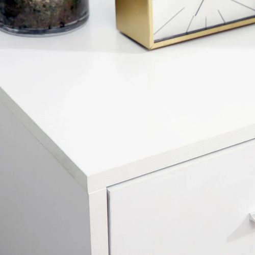 Freestanding Storage Cabinet w/ 3 Drawers 2 Shelves 4 Wheels Office Home White