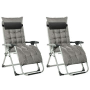 Outsunny 2 PCS Reclining Zero Gravity Chair Folding Lounger Cushion Dark Grey