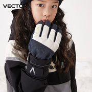 VECTOR Warm Ski Gloves Children's Winter Wool Waterproof Warm Children's Ski Gloves Ski Gloves 3M Cotton Heated Gloves