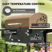 Outsunny Charcoal BBQ Grill with Warming Rack 3 Shelves Temperature Gauge