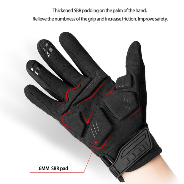 ROCKBROS Cycling Gloves Thermal Autumn Winter Gloves Windproof SBR Touch Screen Bike Gloves Full Finger Shockproof Sport Gloves