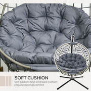 Outsunny PE Rattan Hanging Swing Chair w/ Stand & Cup Holder, Grey