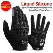 ROCKBROS Cycling Gloves Thermal Autumn Winter Gloves Windproof SBR Touch Screen Bike Gloves Full Finger Shockproof Sport Gloves