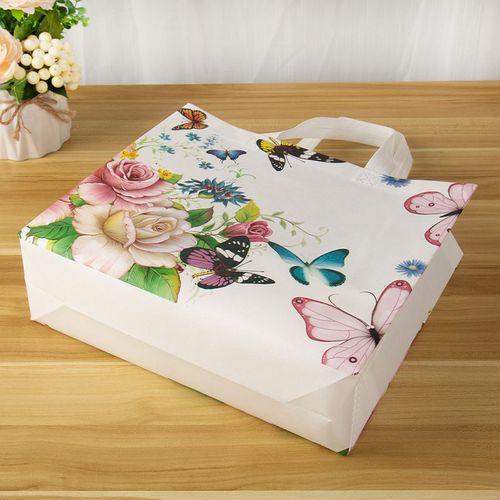 Folding Shopping Bag Eco Bag Takeaway Bag Non-woven Fabric Storage Bag Waterproof Butterfly Printing Shopping Pouch Grocery Bag