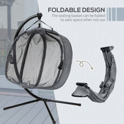 Double Hanging Egg Chair 2 Seaters Swing Hammock w/ Cushion, Grey