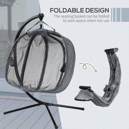Double Hanging Egg Chair 2 Seaters Swing Hammock w/ Cushion, Grey