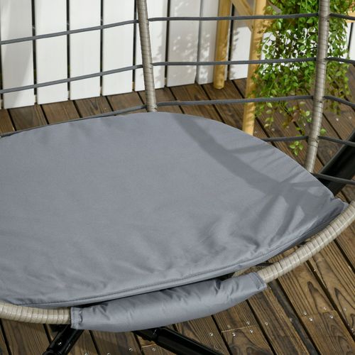Outsunny PE Rattan Hanging Swing Chair w/ Stand & Cup Holder, Grey