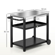 Outsunny Outdoor BBQ Table with 2-Tier Shelf, Outdoor Kitchen, Charcoal Grey