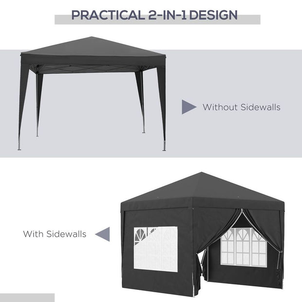 3mx3m Pop Up Gazebo Party Tent Canopy Marquee with Storage Bag Black