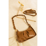 Ruched Faux Leather Shoulder Bag