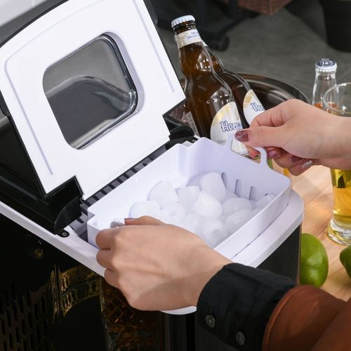 Ice Maker 12kg/24H Production with Scoop Basket for Home Office Black