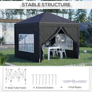 3mx3m Pop Up Gazebo Party Tent Canopy Marquee with Storage Bag Black