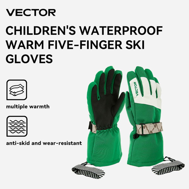 VECTOR Warm Ski Gloves Children's Winter Wool Waterproof Warm Children's Ski Gloves Ski Gloves 3M Cotton Heated Gloves