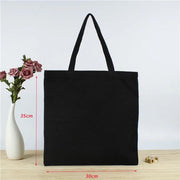 ISKYBOB Canvas Tote Cotton Bag Black Shopping Bag Reticule Cosmetic Bag Student Shoulder Bag Cosmetic Bag Canvas Belt Pocket