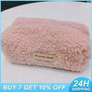 Lamb Hair Cosmetic Bag Plush Storage Bag Cute Stationery Bag Large Capacity Stationery Cosmetic Storage Bag