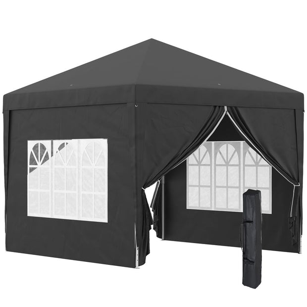 3mx3m Pop Up Gazebo Party Tent Canopy Marquee with Storage Bag Black