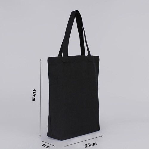 ISKYBOB Canvas Tote Cotton Bag Black Shopping Bag Reticule Cosmetic Bag Student Shoulder Bag Cosmetic Bag Canvas Belt Pocket