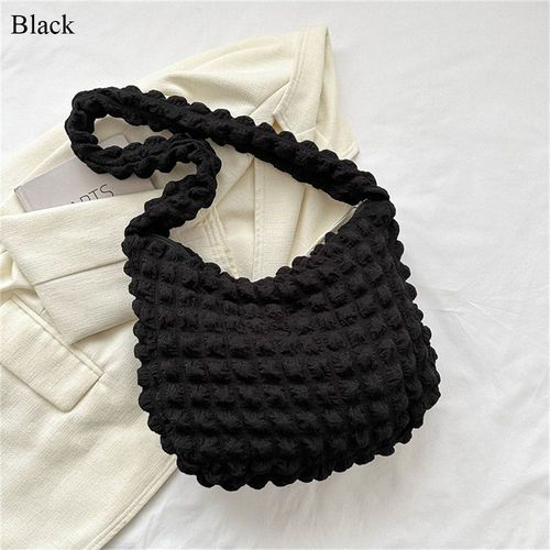 Large Capacity Shoulder Bag Embroidered Plaid Quilted Crossbody Bag Underarm Bag Tote Bag Tote Bag Pleated Bubbles Handbag