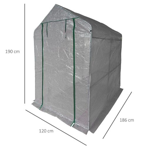 Walk in Garden Greenhouse with Shelves Steeple 186Lx120Wx190Hcm White