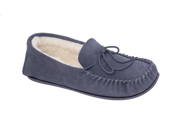 Nordvek Womens Sheepskin Suede Moccasin Slippers With Rubber Sole - 430-100