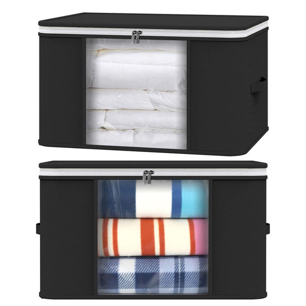 2pcs Clothes Storage Bags Organiser Big Capacity Wardrobe Duvet Underbed Storage Moisture-Proof Big Clear Windows