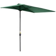 2.3m Garden Half Round Umbrella Metal Parasol Umbrella Green Outsunny