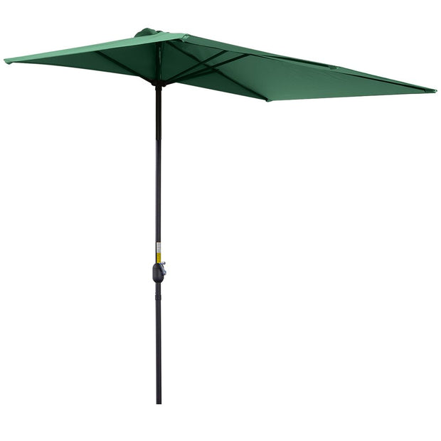 2.3m Garden Half Round Umbrella Metal Parasol Umbrella Green Outsunny