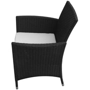 5 Piece Outdoor Dining Set with Cushions Poly Rattan Black