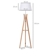 Tripod Floor Lamp Light E27 Base w/ Fabric Shade Storage Shelf, White