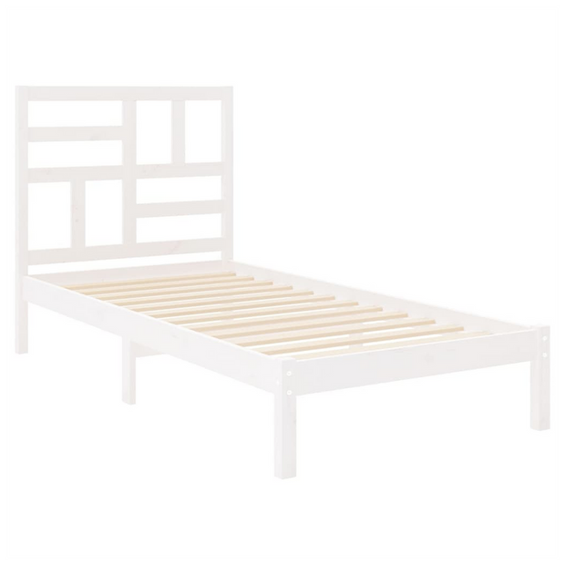 Bed Frame White Solid Wood 90x190 cm 3FT Single