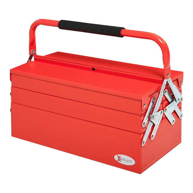 Metal Tool Box 3 Tier 5 Tray Professional Toolbox, 45x22.5x34.5cm, Red