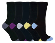 5 Pairs Ladies Coloured Heel & Toe Socks