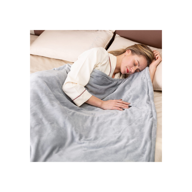 Neo Beige Electric Heated Throw Over Blanket Reversible