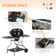 Outsunny Garden Charcoal Trolley Barbecue Gril lW/Wheels-Black