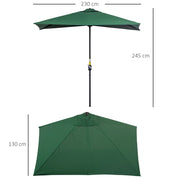 2.3m Garden Half Round Umbrella Metal Parasol Umbrella Green Outsunny