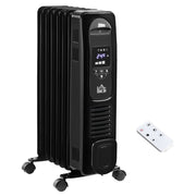 1630W Digital Oil Filled Radiator, 7 Fin, Timer, 3Settings, Remote Black