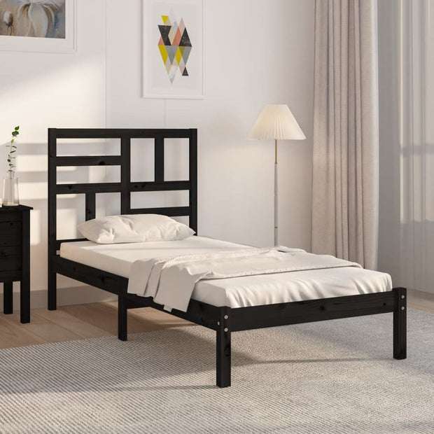 Bed Frame White Solid Wood 90x190 cm 3FT Single