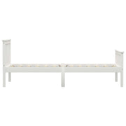 Contemporary Bed Frame White Solid Pinewood