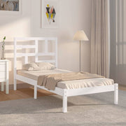 Bed Frame White Solid Wood 90x190 cm 3FT Single